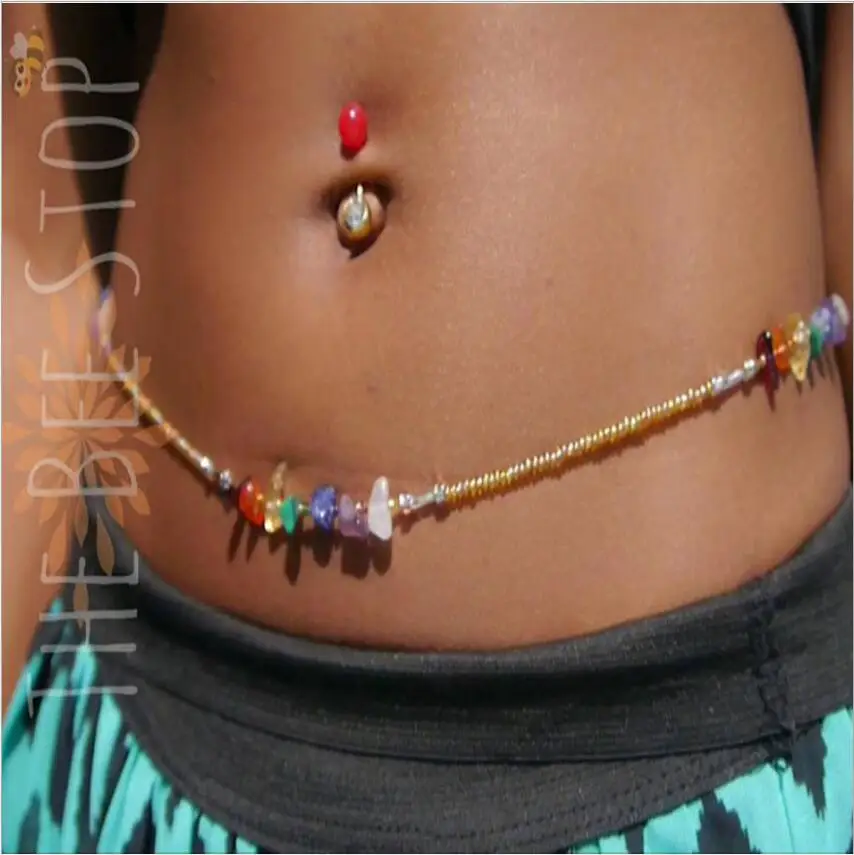 

new swimwear bikini beach waist chain ladies sexy natural stone glass rice beads body jewelry factory direct sales S1986