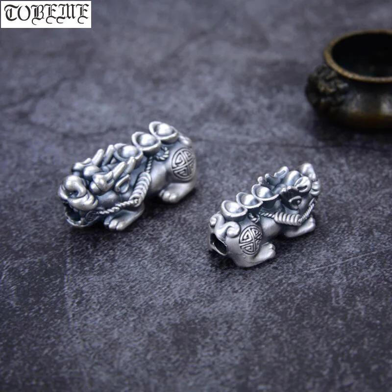 100% 3D 999 серебряные бусины Pixiu винтажные Fengshui Piyao удача ювелирные изделия свободные