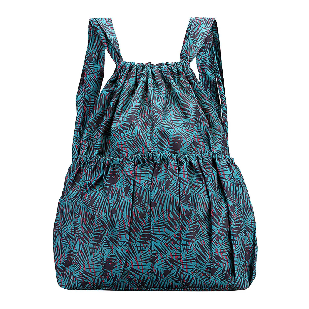 2021 Fashion Vinatge Drawstring Backpacks Women Large Capacity Flower Ethnic Style Waterproof Nylon Rucksack Shoulders Backpacks