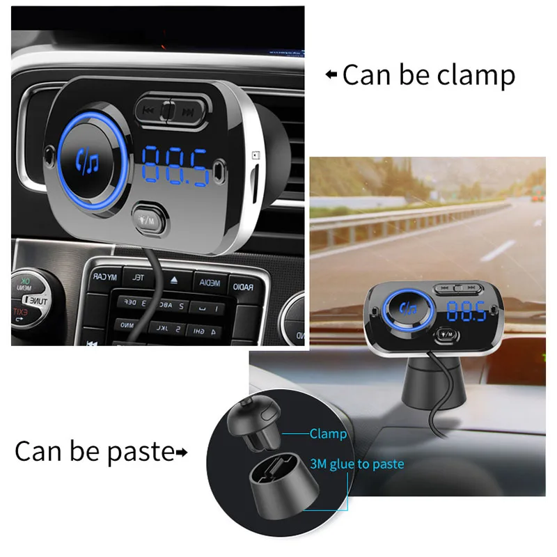 FM передатчик автомобильный комплект громкой связи беспроводной Bluetooth MP3 плеер двойной USB QC3.0 быстрое зарядное устройство громкой связи красочные атмосферные огни