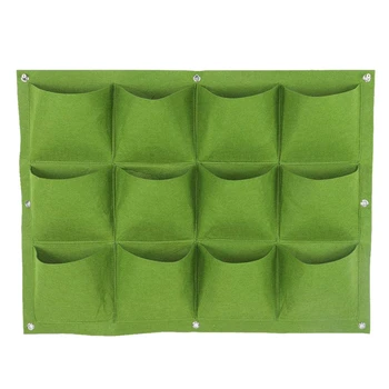 

Plant Grow Bag, 12 Pockets Degradable Vertical Hanging Wall Garden Plant Grow Bag Planter Container Holder(Green)