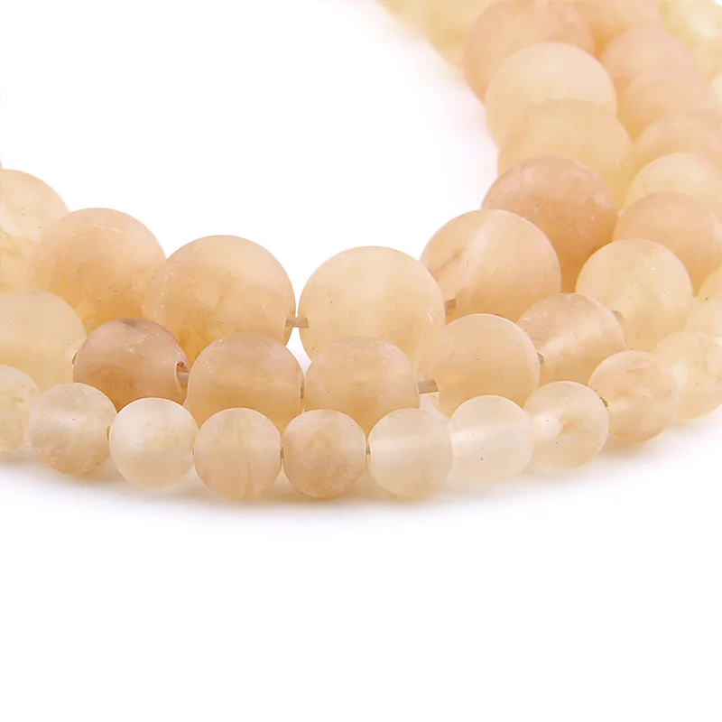 Yellow Matte Watermelon Tourmaline Beads Frost Round Stone beads Loose Spacer For Jewelry Making 6 8 10 12MM Bracelet 15'' |