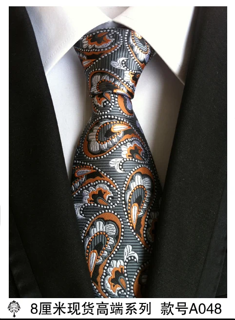 Шелковый плотный тканевый Галстук Пейсли для мужских галстуков дизайнерские модные мужские галстуки 8 см темно-синий и красный полосатый галстук свадебное платье - Цвет: A048