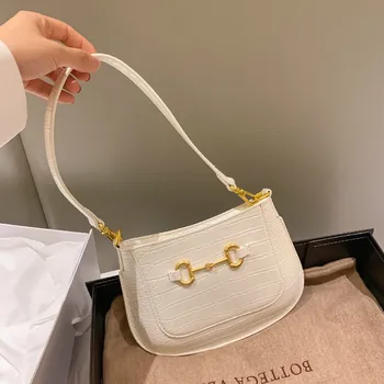 

Fashion Horseshoe Buckle Crocodile Pattern Underarm Bag Simple New Female Bag Shoulder Portable Messenger Small Bag Louie Vuiton