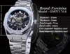 Forsining Silver Mens Watches Top Brand Luxury Automatic Mechanical Stainless Steel Fashion Skeleton Waterproof Business Clock ► Photo 3/6
