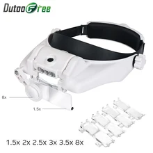 Loupe à bandeau multifonctionnelle, Loupe à tête Led remplaçable 1.5x 2x 2.5x 3x 3.5x 8