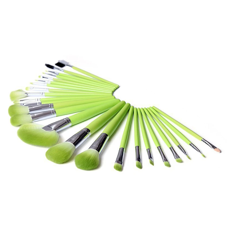 24Pcs Green Makeup Brush Set Foundation Powder Blending Concealer Eye Shadows Blushes Premium Synthetic Makeup Brushes