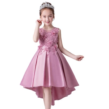 

2019 Flower Trailing Dress Girls Children Princess Dress Girl Party Wedding Dress 4 6 8 10 12 Years Vestidos Dropshipping