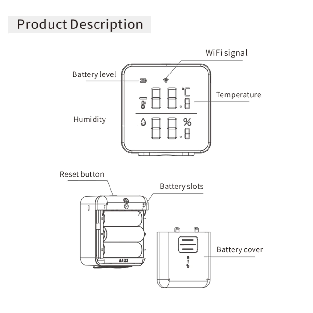 WiFi Smart Temperature Humidity Sensor Compatible with 230ft Super