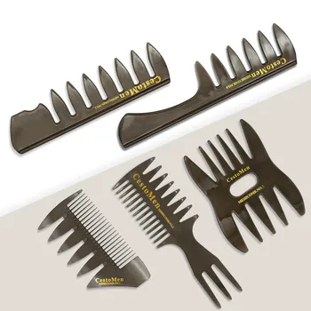 

Retro Style Males Hair Brushes Fork Pick Comb Classic Oil Slick Men Styling Combs Large Tooth Two Face Wave Comb For Gentelman