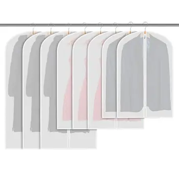 

Garment Bag Lightweight Full Zipper Breathable Suit Bag (Set of 8) Moth Proof Garment Protection for Closet Storage and Home and