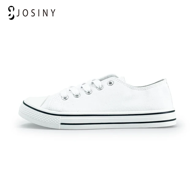 JOSINY Classic Women's Sneakers Sports Canvas Shoes For Women Casual Ladies Flat Lace-up white