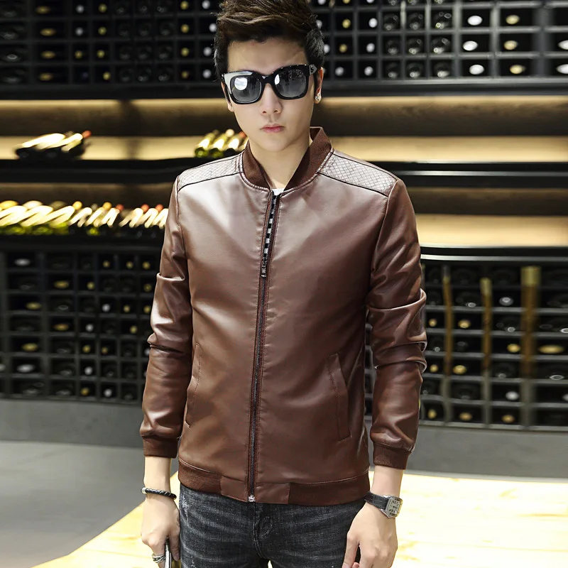 New Products Autumn And Winter Men'S Wear Fashion Man Jacket Youth Slim Fit PU Leather Men's Casual Coat Kw-w217