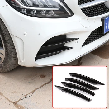 

4pcs Carbon Fiber ABS Car Front Lamp Decoration Strips Trim For Mercedes Benz C Class W205 C180 C260 C300 2019 Year Accessories