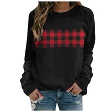 

2021 Fall Classic Simple Wild Check Print Pullover Christmas Warm Winter Sweater Crew Neck Pullover Women New Clothing Fashion