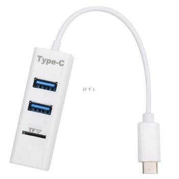 

USB 3.1 Type C to 3-Ports USB3.0 Hub For TF SD Card Hub Reader Adapter And Devices with USB-Type C ports