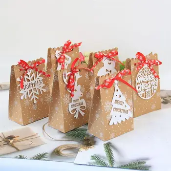

24 Pcs 1 Set Reusable Storage Bags Convenient Favor Bags Festive Candy Bags Snowflake Kraft Paper Candy Gift Paper Bag