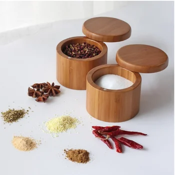 

Wooden Spice Shaker Jar Sugar Salt Pepper Herbs Toothpick Storage Bottle BBQ Spice Storage Box with Lid for kitchen accessories