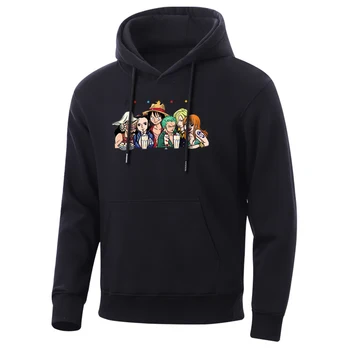 

Anime One Piece Men'S Hoodies Hot Harajuku Men Sweatshirts Hoody Casual Fleece Hooded Straw Hat Pirates Print Mens Sweatshirt
