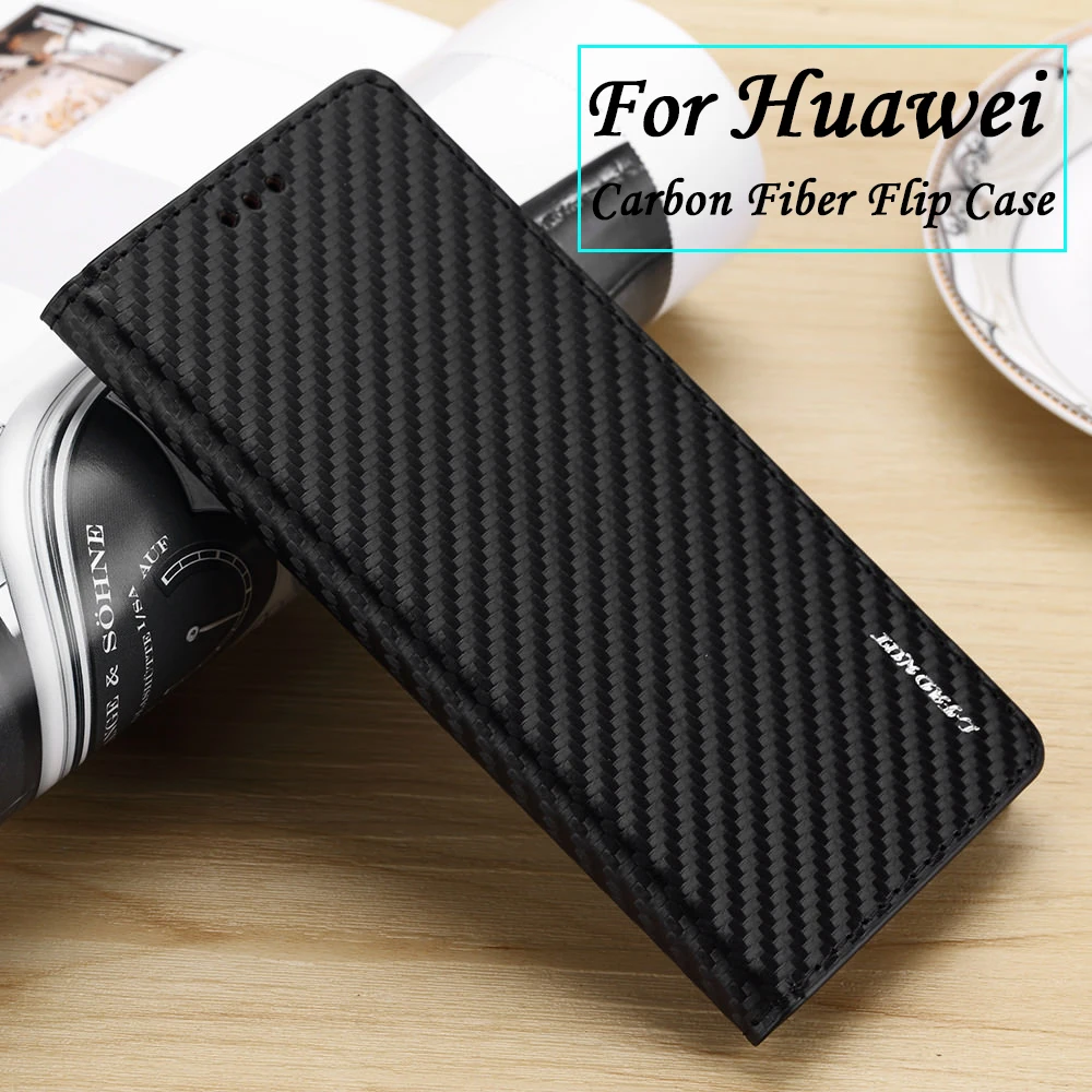 Роскошный винтажный Чехол книжка из углеродного волокна для Huawei P30 Pro P20 Lite Mate 20 10 P