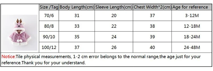 Одежда для малышей Новая зимняя детская одежда плотное теплое пальто-накидка с капюшоном милый Рождественский олень