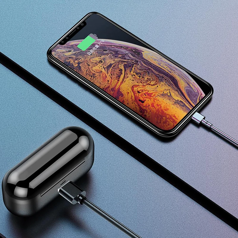 Bluetooth 5,0 гарнитура tws F9 светодиодный дисплей с 2000 мАч Внешний аккумулятор беспроводные наушники действительно стерео 8D Спорт бас Музыка вкладыши не i9