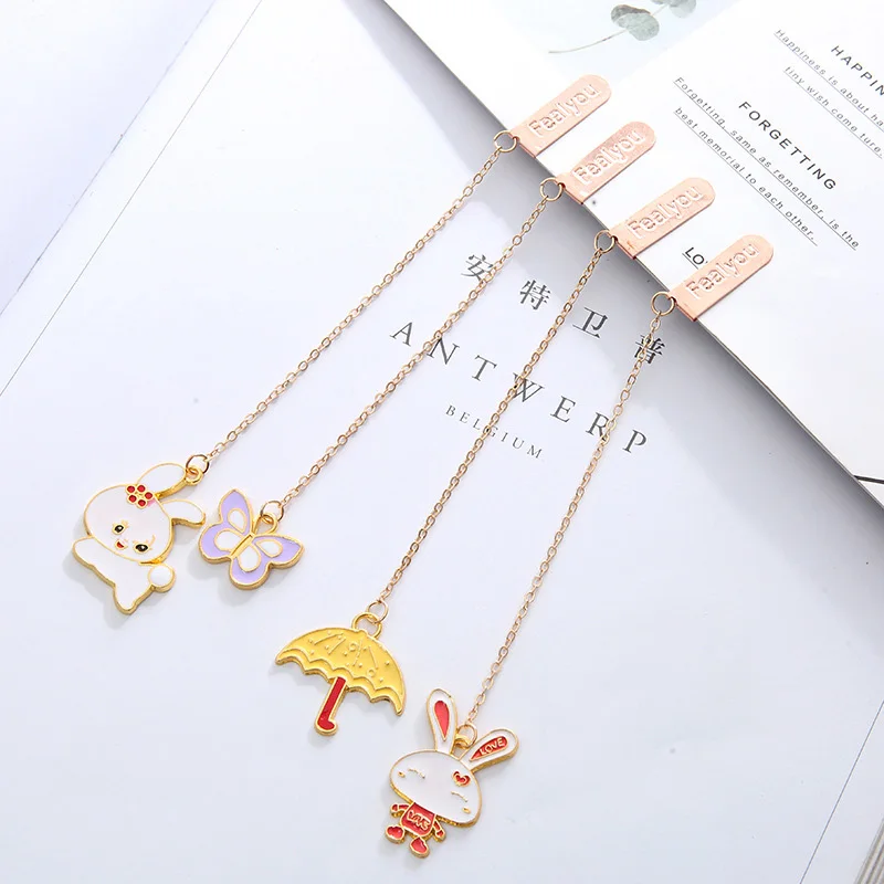 

Creative Metallic Pendant Book Mark Cute Rabbit Butterfly Bookmarks For Book Kids Girls Gift School Office Supplies Stationery