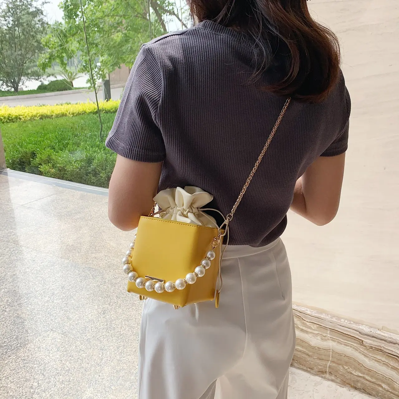 Drawstring Sweet Shoulder Handbags Female Travel Summer Cross Body Bag