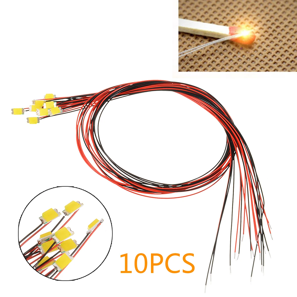 

10 шт. 1206 SMD предварительно припаянные провода Micro Litz, теплый белый SMD Led 200 мм 2,8 В-3,4 в для небольших моделей сделай сам