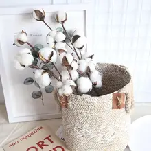 6 узоров натуральный сушеный хлопок цветок искусственные растения Цветочная ветка для свадебной вечеринки Декоративные искусственные цветы домашний декор