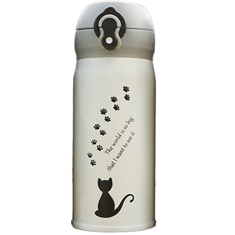500 мл кружка с мультяшным котом милые портативные термосы из нержавеющей стали