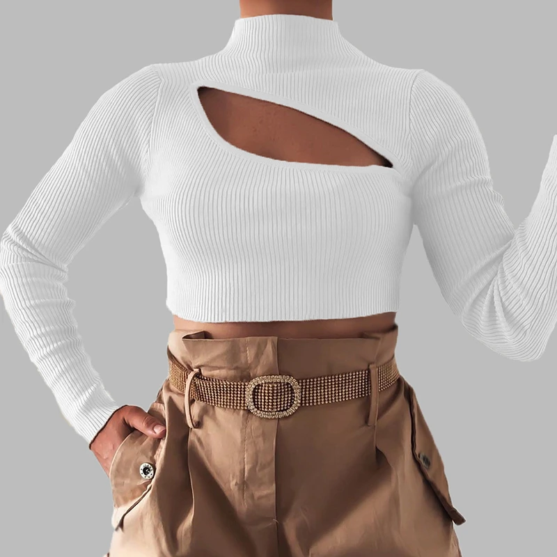 2019 Women Sexy Hollow Slim Fit Long Sleeve Shirt Black White Crop Top Women High Collar Bodycon Blouse Tops Casual Slim Shirt 2019 Women Sexy Hollow Slim Fit Long Sleeve Shirt Black White Crop Top Women High Collar Bodycon Blouse Tops Casual Slim Shirt