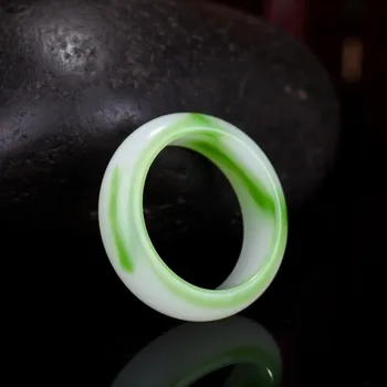 

Natural White Green Jade Stone Ring Chinese Carved Charm Jadeite Jewelry Fashion Accessories Amulet for Men Women Lucky Gifts