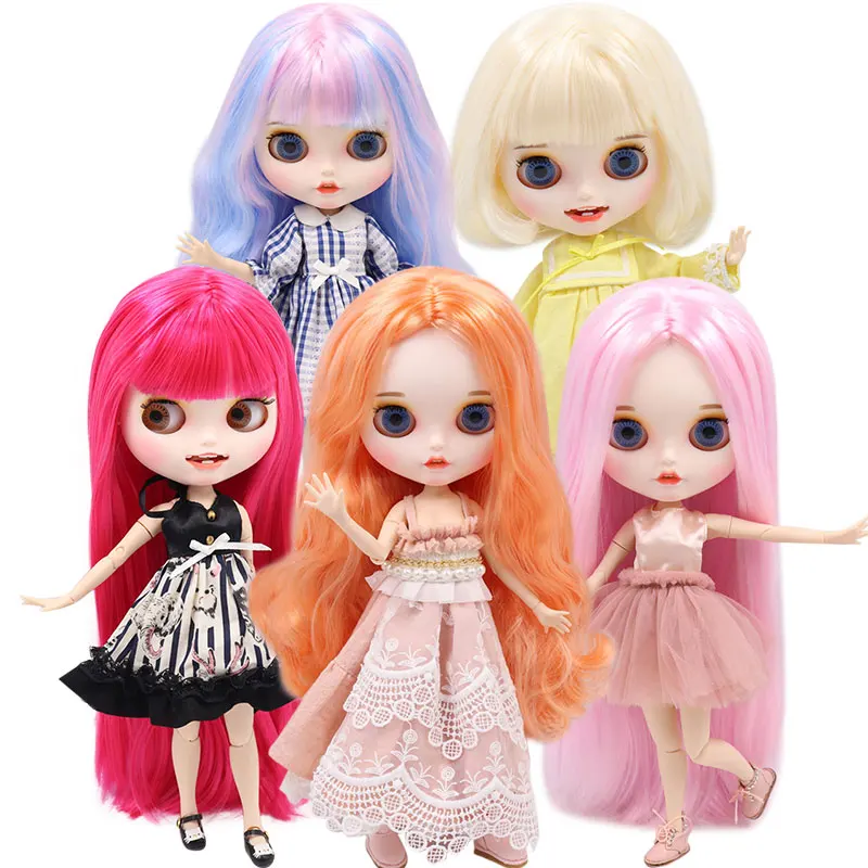 Ледяной DBS Blyth кукольные из белой кожи и шарнирное тело Новый Улыбка Рот матовая