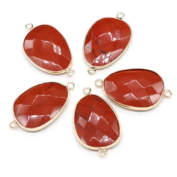 

Natural Stone Drop-shaped Pendants Rainbow-Stone Double Hole Connector For Jewelry Making DIY Necklace Bracelets Accessories