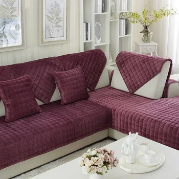

Sofa Protector Cover for Living Room Plain Solid Stretch Sofa Cushion Mat Couch Cover Thicken Plush Chair Sofa Towel Home Decor
