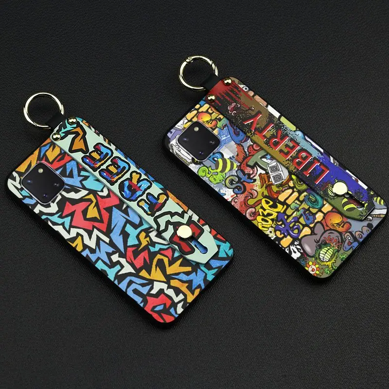 Anti-knock Wrist Strap Phone Case For Samsung Galaxy A81/M60S/Note10 Lite Fashion Design Delicate Painted Holder Silicone | Мобильные