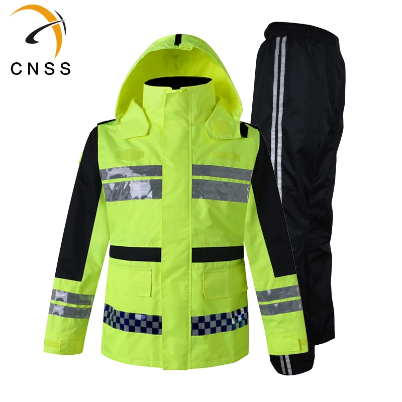 

Reflective Raincoat Suit Road Traffic Rescue Adult Split Raincoat Fluorescent Yellow Outdoor Waterproof Cloth