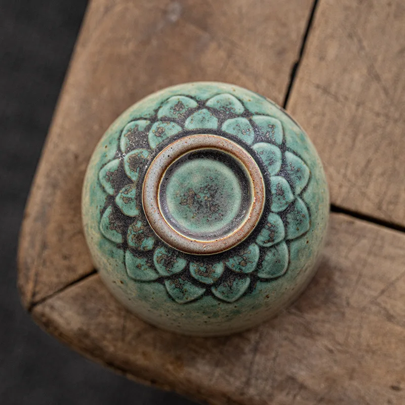 Coarse Pottery Kiln Fambe Ceramic Teacup 85ml Retro Colorful Vitalmine Master Cup Crane Art Tea Bowl Kung Fu Teaware Ceremony tea cup