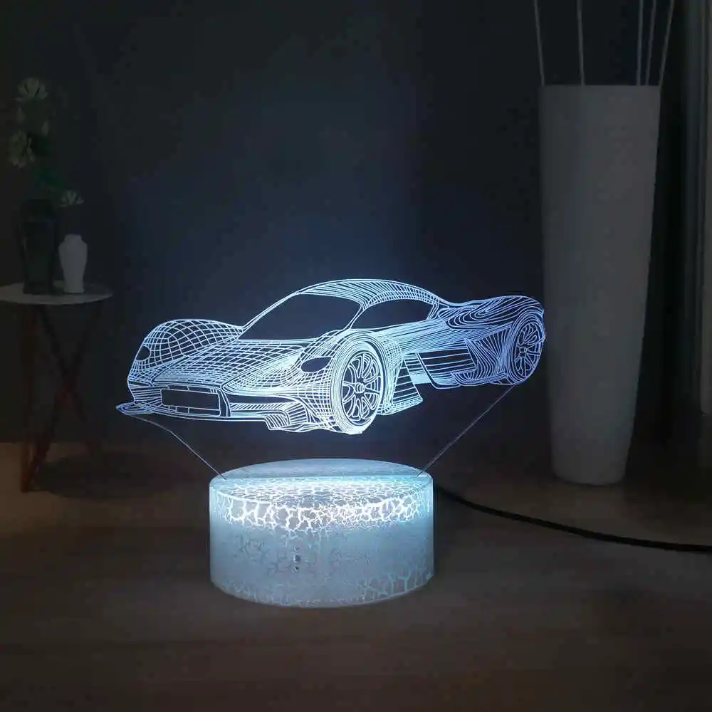 FERRARI CAR LOGO 3D Acrylic LED 7 Colour Night Light Touch Table Desk Lamp Gift