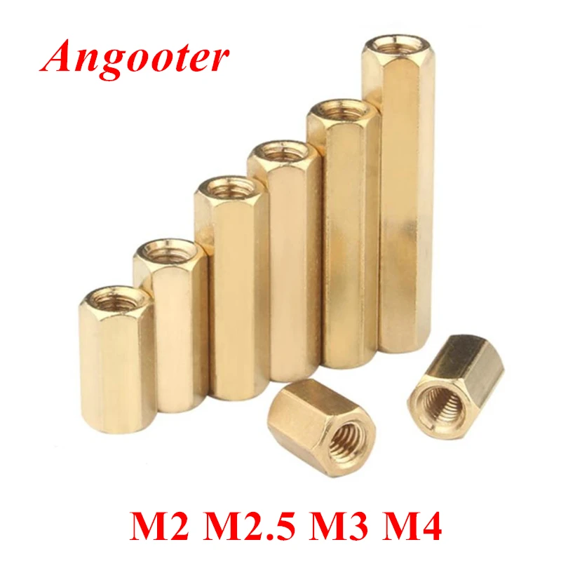 10-50pcs Hex Female to M2 M2.5 M3 M4 Brass standoff spacer Hexagonal stud Hollow Pillars brass spacing screw | Обустройство дома