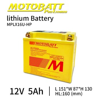

Motobatt MPLX16U-HP Lithium ion LifePo4 Battery 12V 5Ah 370CCA Bateria Moto BMS Voltage Protection Universal Maintenance free