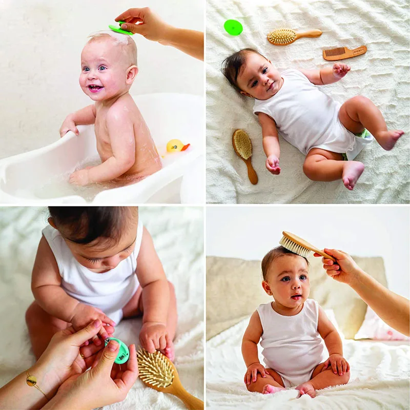 Newborn Wooden Brush Baby Boy Girl Soft Hair Brush Head Massager New Handle Wool Natural Comb Kids Hairbrush hair brush comb,baby hair comb