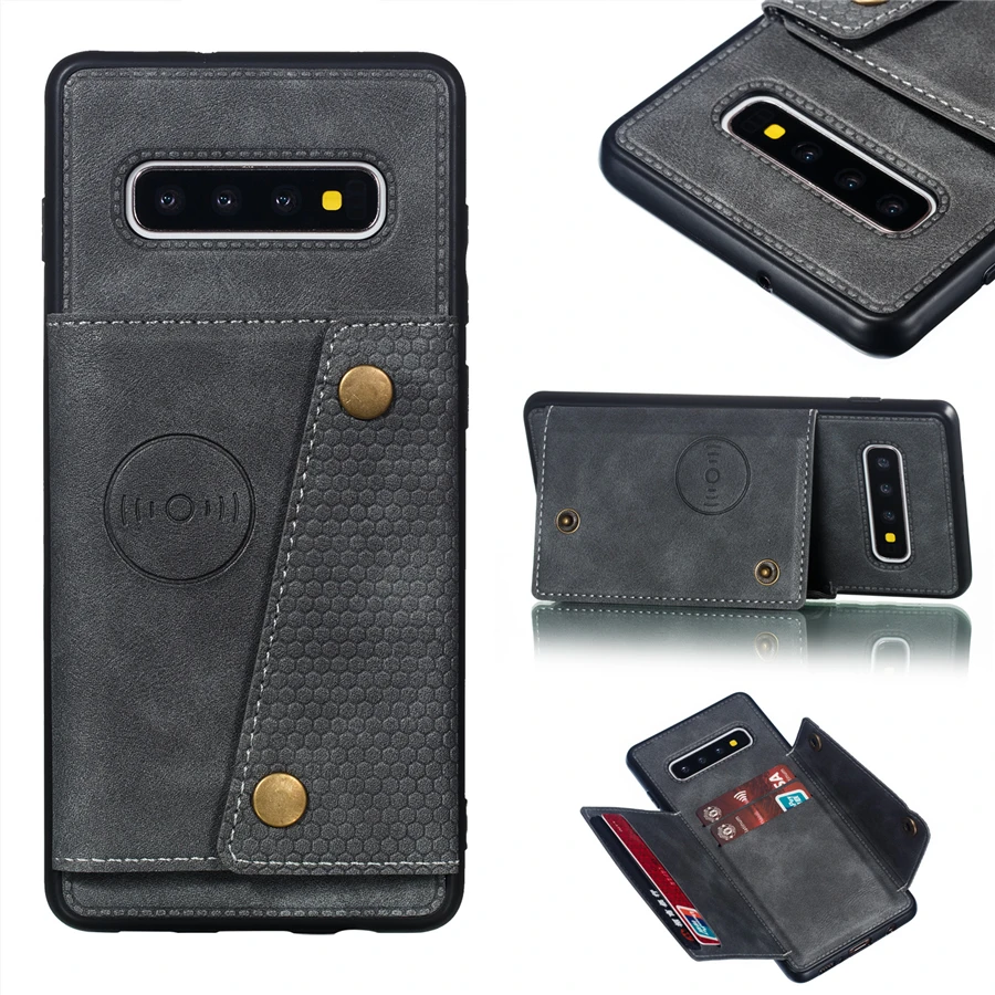 

Soft Silicone Wallet Case for Samsung Galaxy S10 S9 S8 Plus Leather Cover S10Lite A6 Plus 2018 Note 10 9 Plus Card Holder Fundas