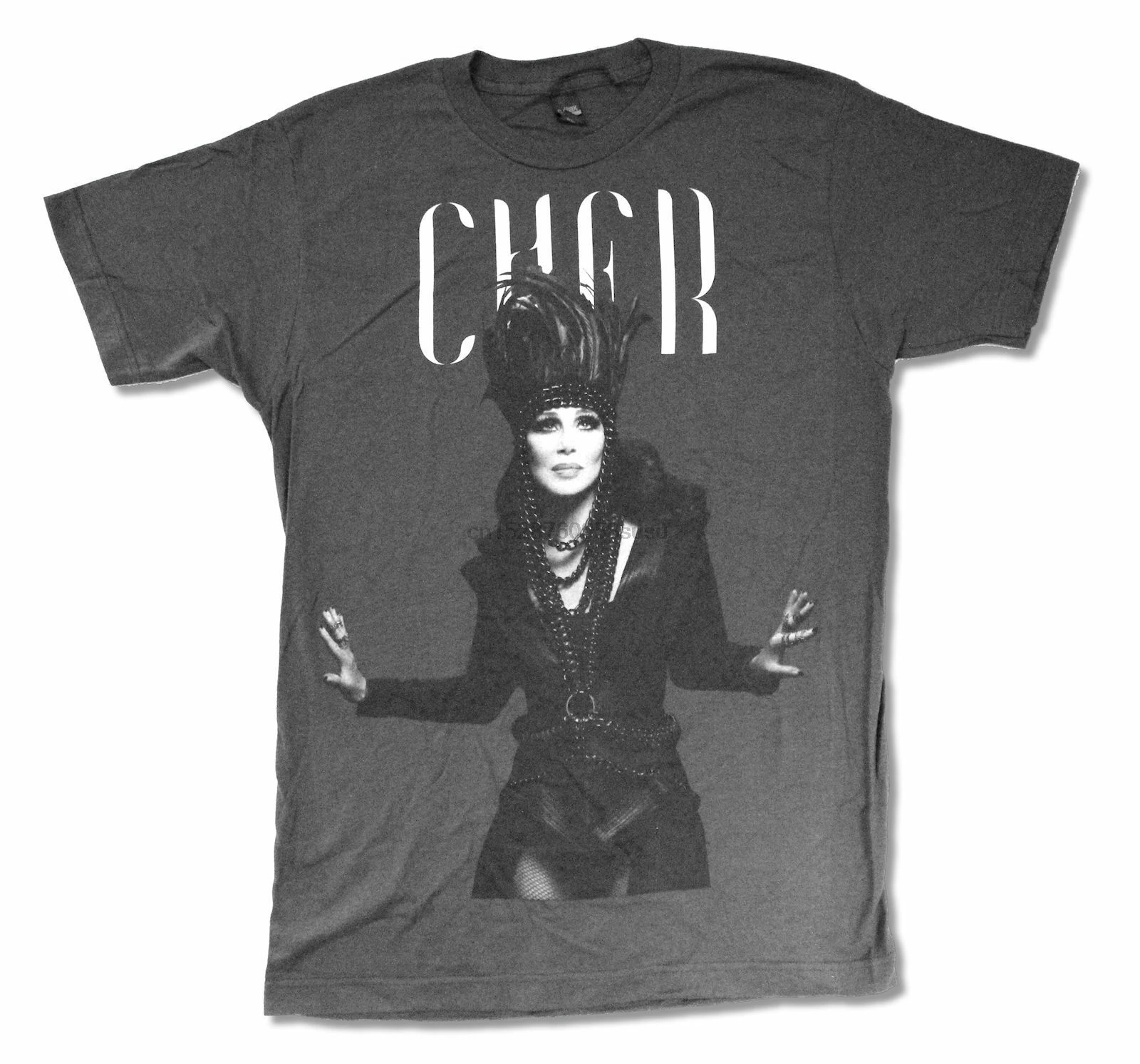 Cher Feathered Crown Tour 2014 Темно-серая футболка новая официальная | Мужская одежда