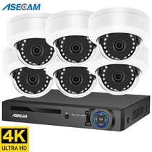 4K Ultra HD 8MP camera video surveillance Système h.265 POE NVR, Kit extérieur en métal blanc, dôme K10 