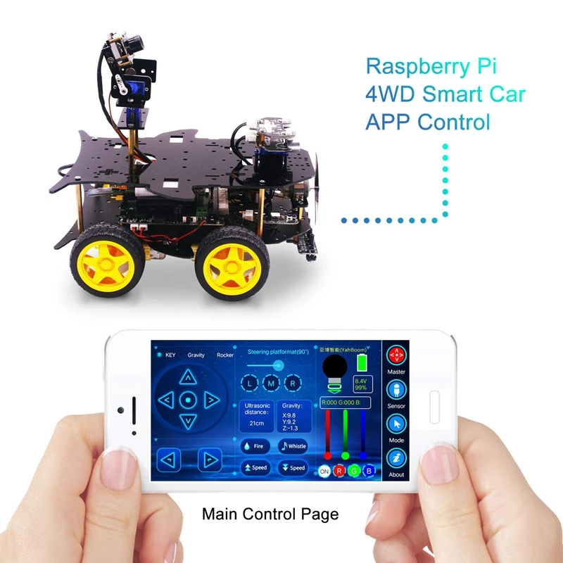 Топ робот Комплект для Raspberry Pi 4B/3B + с HD камерой, программируемый умный Роботизированный грузовик с 4WD (для Raspberry Pi не включает