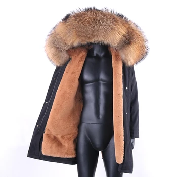 

2020 New Long Parka Winter Jacket Men warm Faux Rabbit Fur Coat Natural Raccoon Fur Collar Hood Thick Warm Streetwear Outerwear