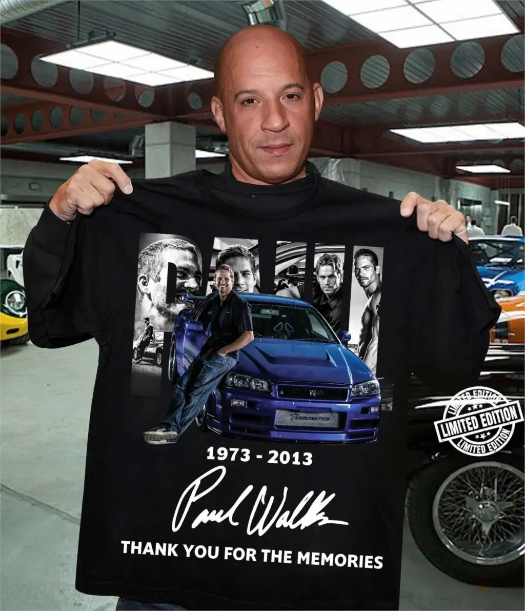 Рубашка с надписью Paul walker 1973 2013 спасибо за воспоминания вашего имени | Мужская
