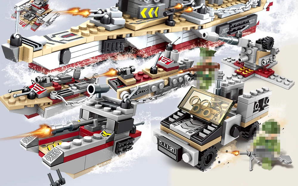 1000pcs ww2 warship building blocks toys model legoINGlys warship battleship
